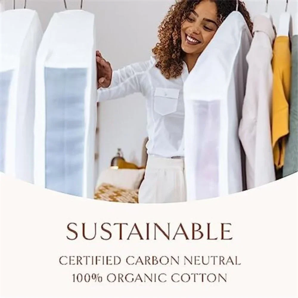 Organic Cotton Garment Bag Long Dress Bag Moth Proof Clothes Hanging Storage